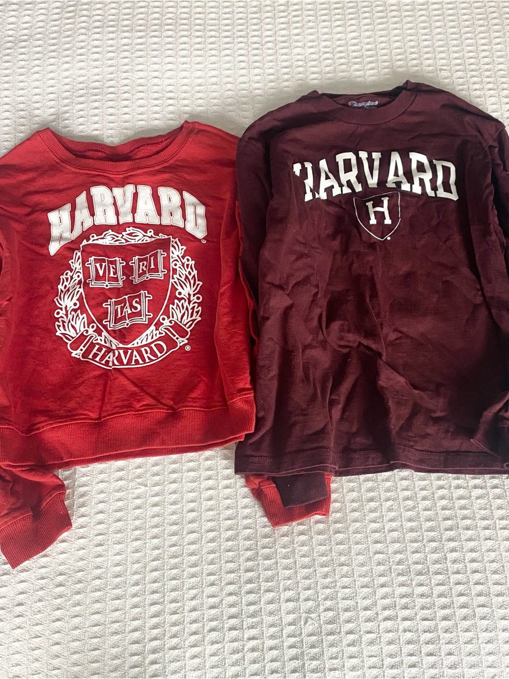 Kids Harvard sweatshirt and long sleeve tee size medium